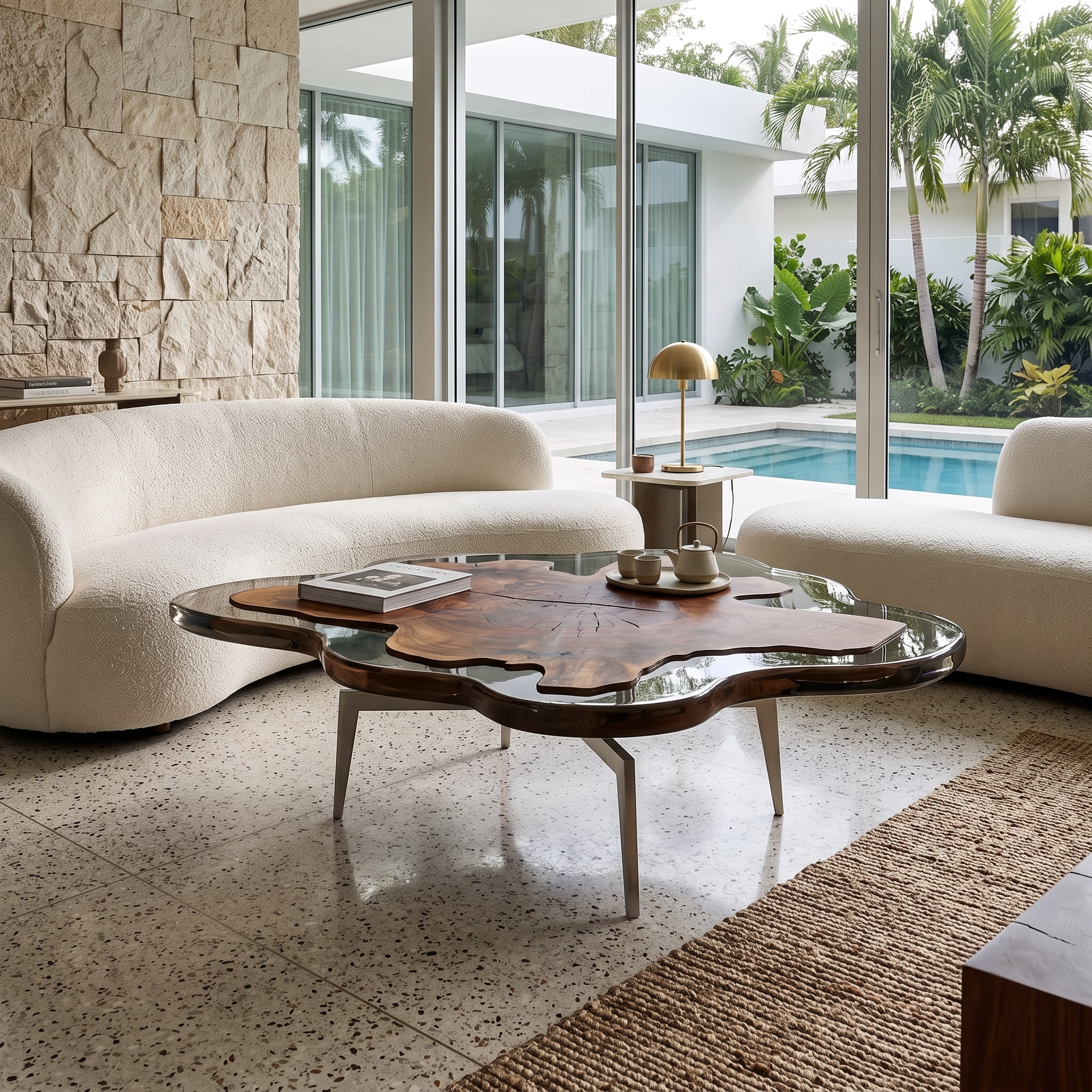 Akragos Walnut Wood Coffee Table