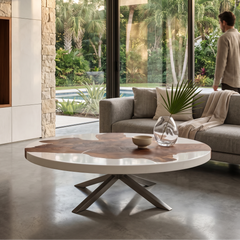 Anios Walnut Wood Round Coffee Table