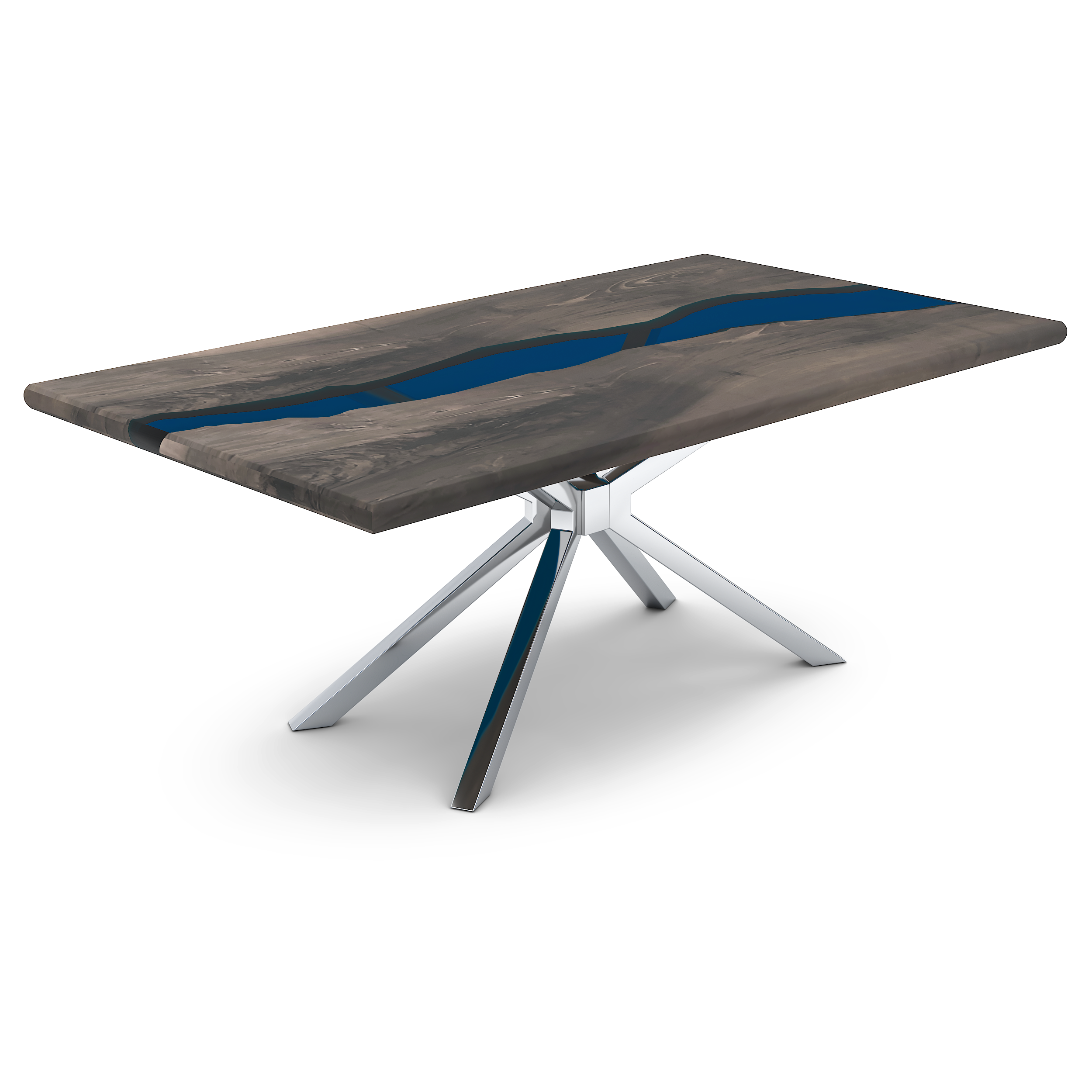 Bleached Alcantara Walnut Wood River Dining Table