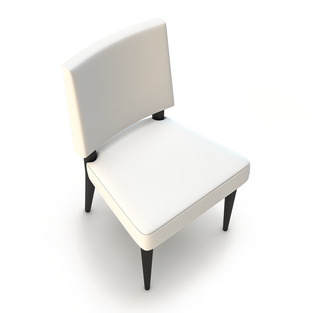 White upholstered slipper chair with dark tapered legs, ideal for Athamas Dining Chair setup