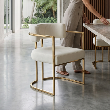 Matera Slim Dining Armchair in Ivory