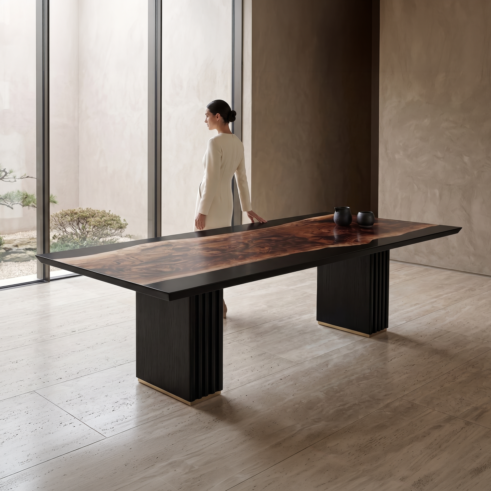 Black Noctis Walnut Wood Dining Table