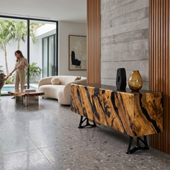 Black Pheraea Olive Wood Credenza