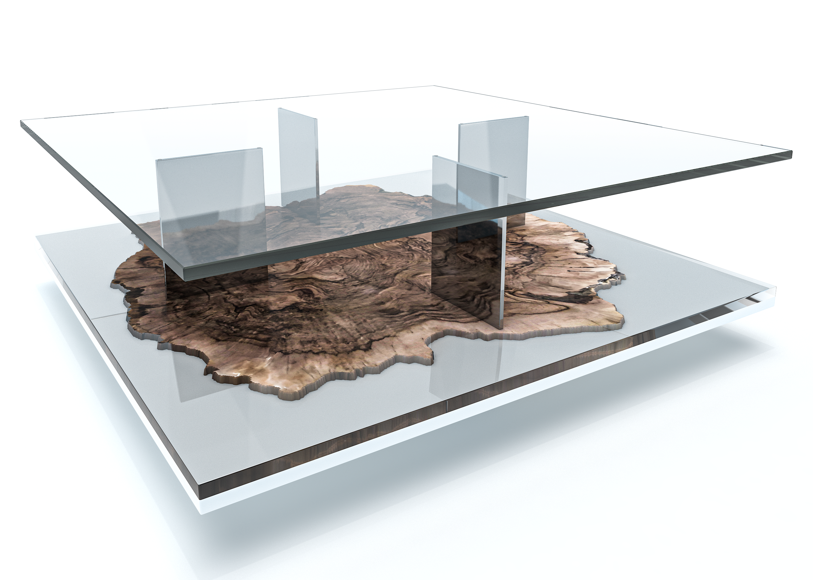 Pandion Walnut Wood Square Coffee Table