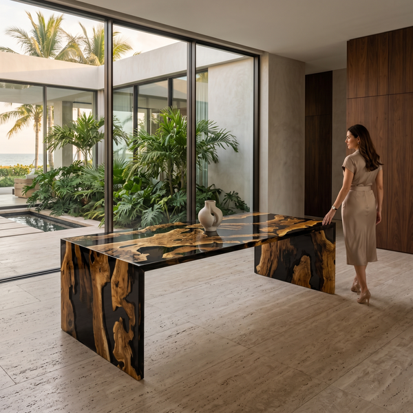 Dark Niagara Olive Wood Dining Table