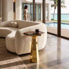 Despoina Walnut Wood Hexagonal End Table
