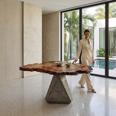 Omphale Elm Wood & Resin Dining Table