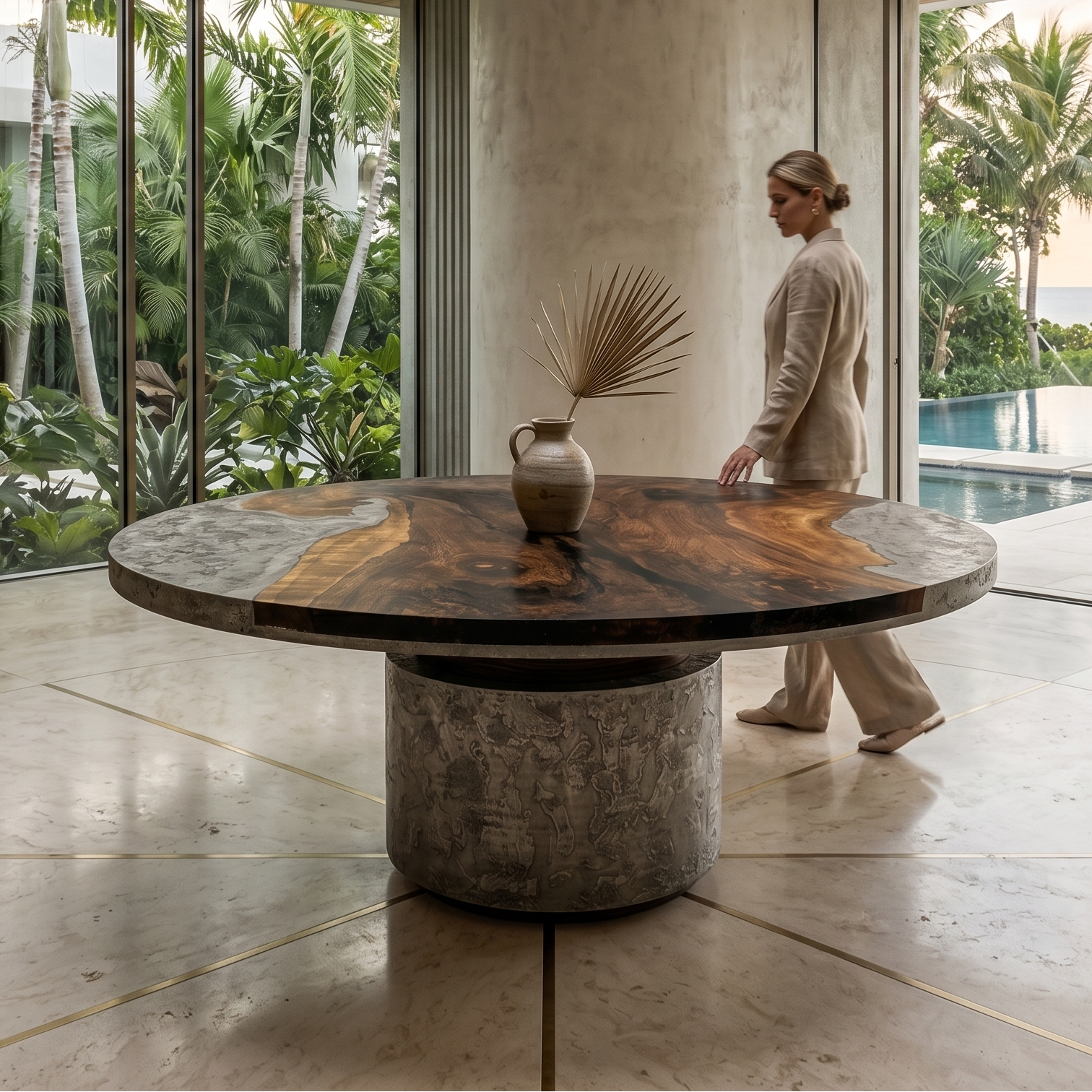 Eleadora Metal Resin Round Dining Table