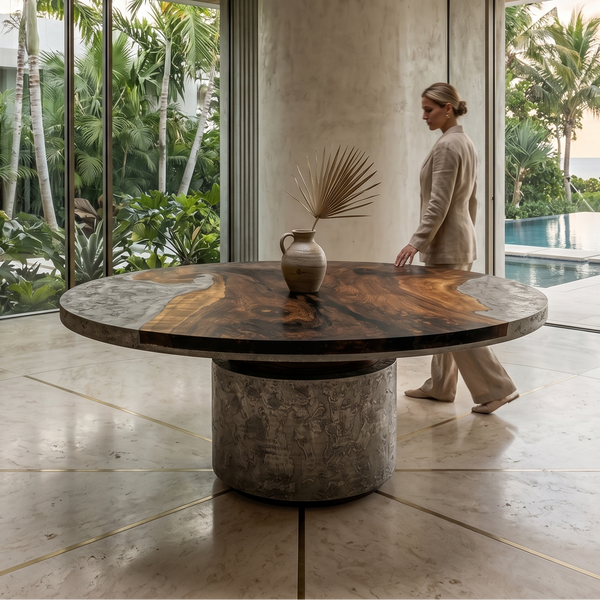 Eleadora Metal Resin Round Dining Table
