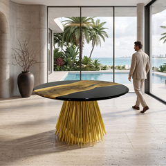 Eskulape Walnut Wood Round Dining Table