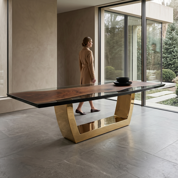 Evadne Walnut Wood Dining Table