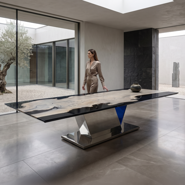 Bleached Evandros Walnut Dining Table