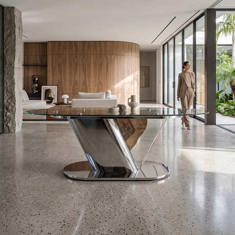Evandros Glass Oval Dining Table