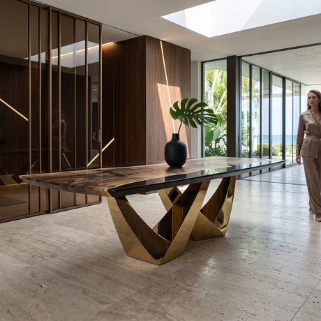 Ezio Walnut Wood Dining Table