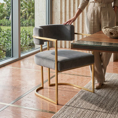 Matera Slim Dining Armchair in Charcoal Gray