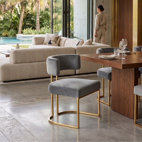 Matera Slim Dining Chair in Charcoal Gray