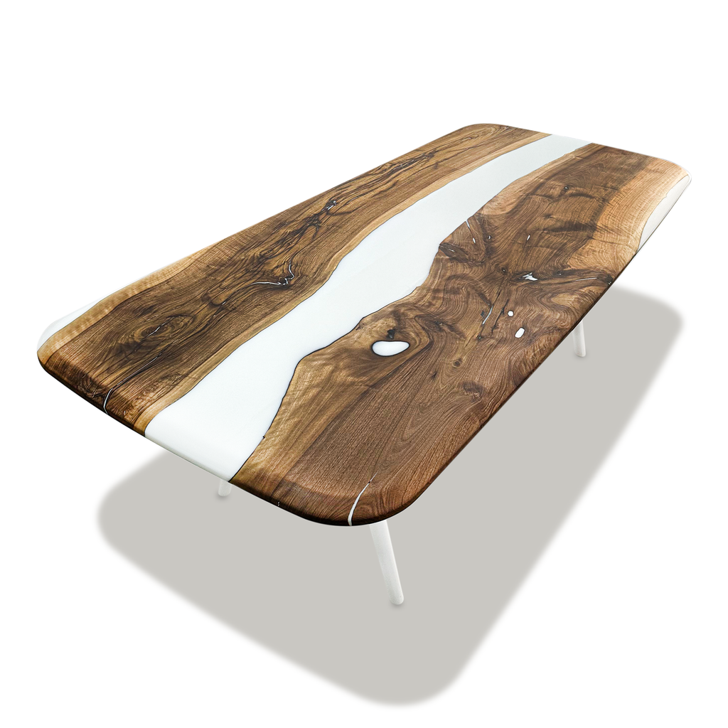White Elysion Walnut Wood River Dining Table - ARDITI COLLECTION®