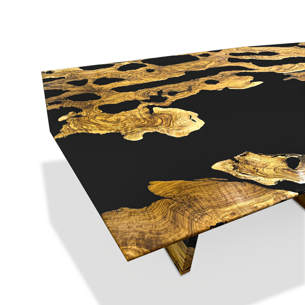 Black Octagon Thyria Olive Wood River Dining Table - ARDITI