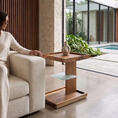 Lucera Walnut Wood Side Table