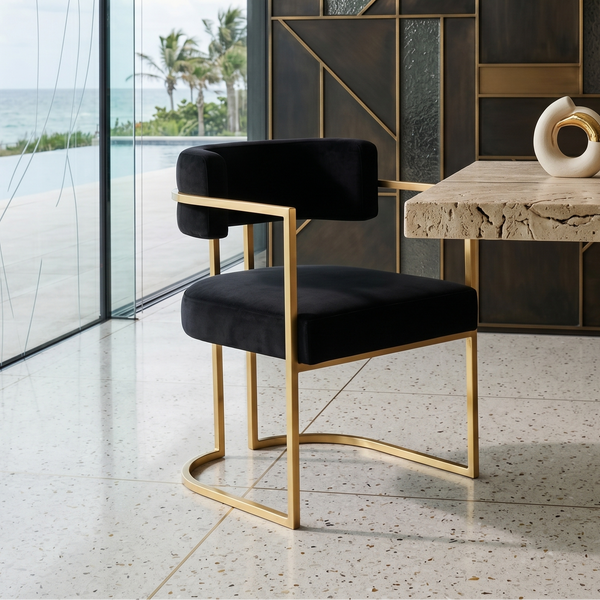 Matera Slim Dining Armchair in Black