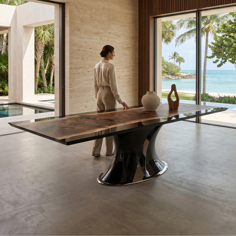 Melanios Walnut Wood Dining Table