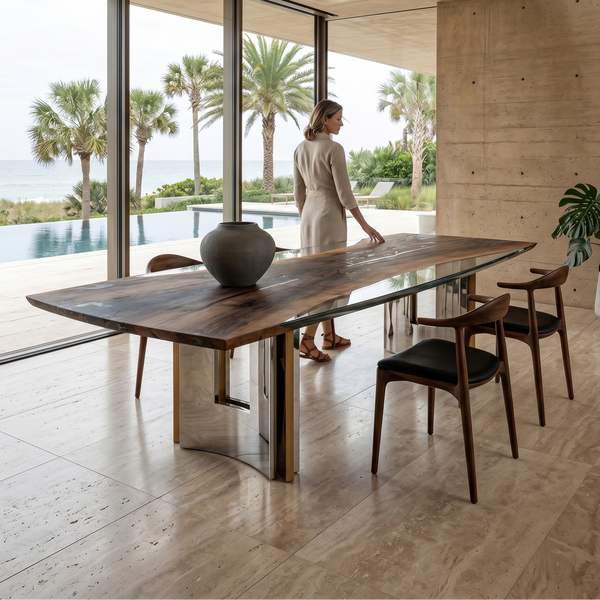 Meliades Walnut Wood Dining Table