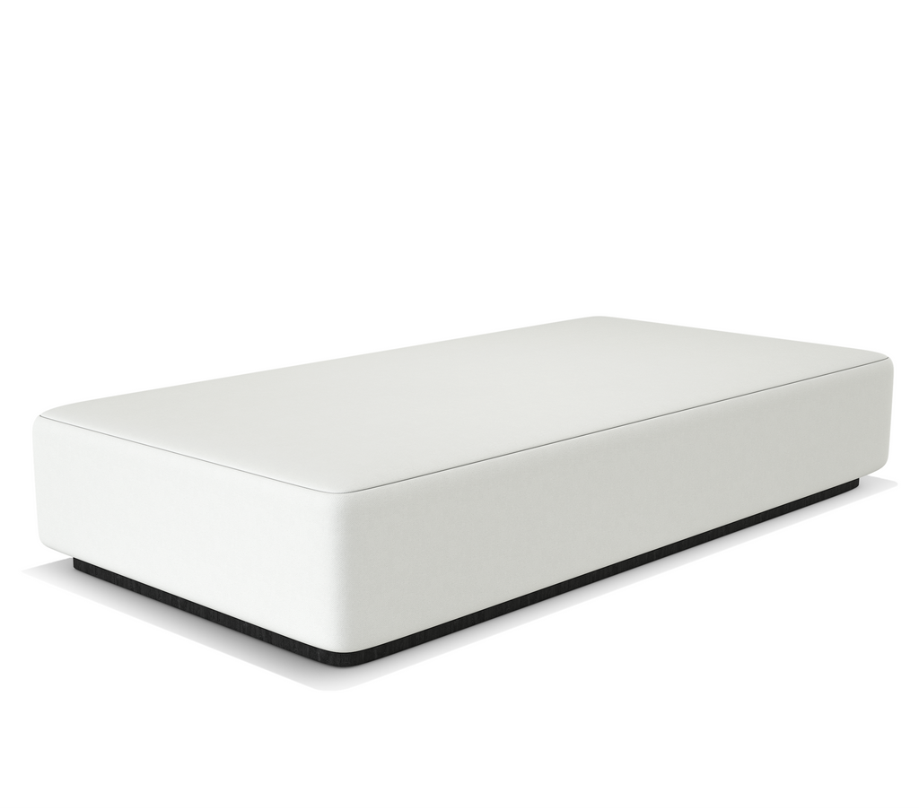 White rectangular ottoman with black base from Arditi Collection Orpheus Sectional Outdoor Set