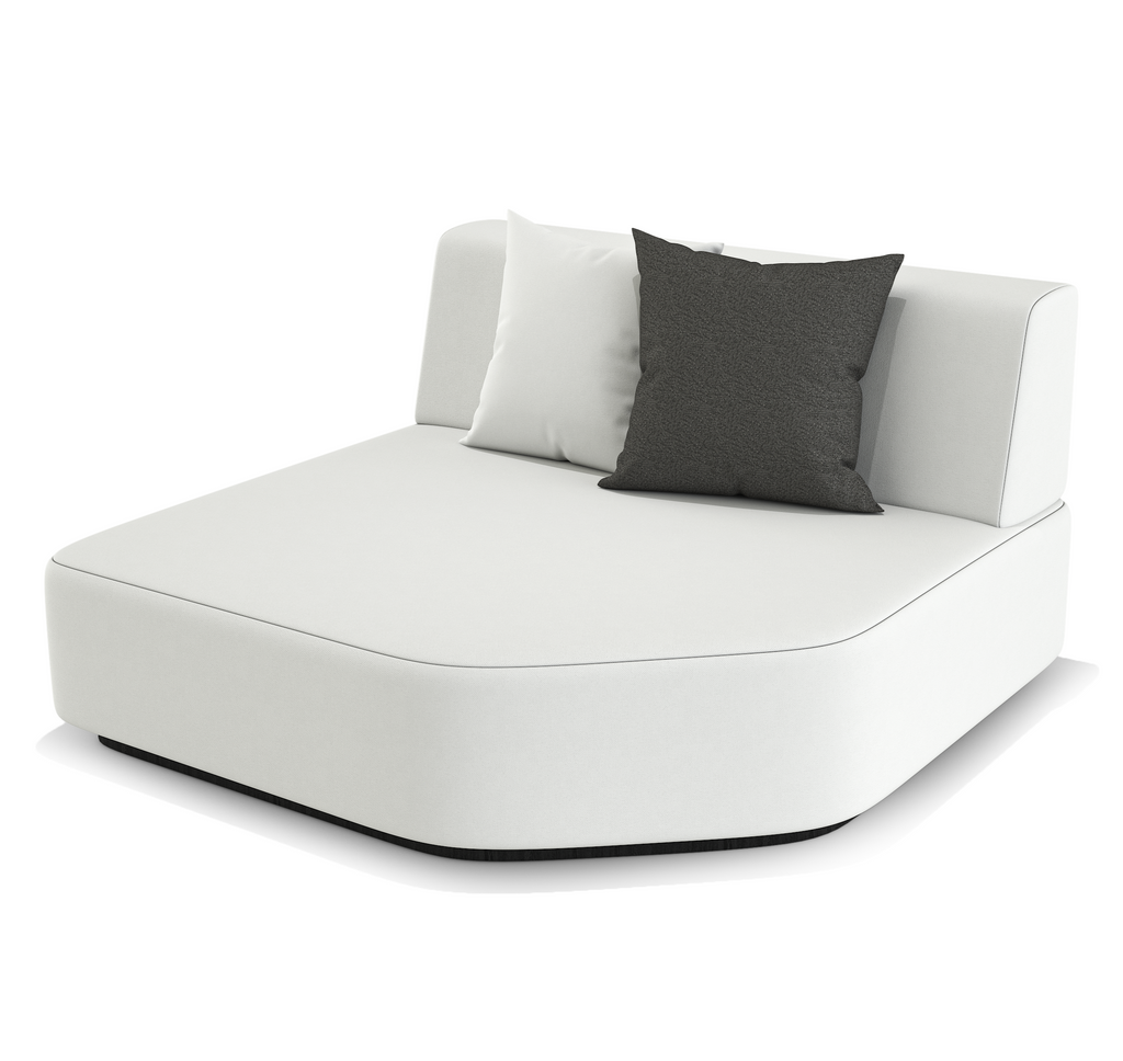 White chaise lounge with throw pillows from Arditi Collection Orpheus Sectional Outdoor Set