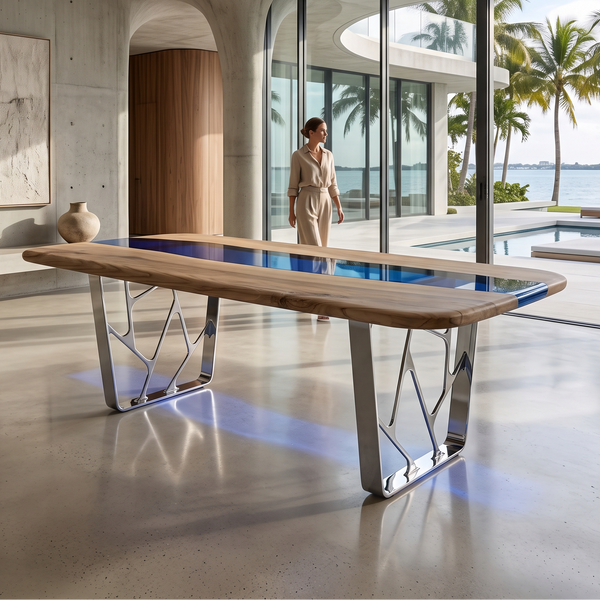 Ombrone Bleached Walnut River Dining Table