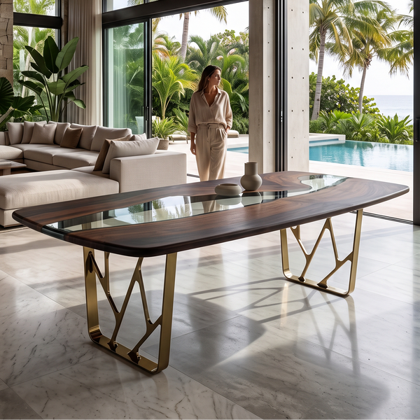 Ombrone Walnut River Dining Table