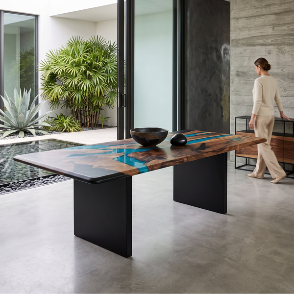 Piebald Thyria Walnut Wood Dining Table