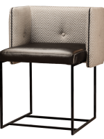 Paris Chair modern counter stool with black faux leather seat and grey chevron fabric back