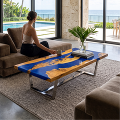 Pearl Blue Morano Olive Wood Coffee Table
