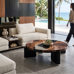 Piave Walnut Wood Black Coffee Table
