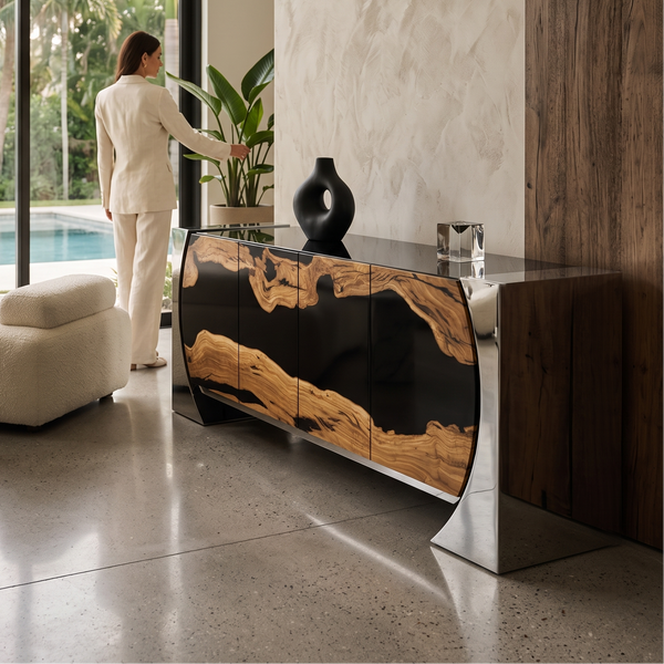 Silver Loire Olive Wood Credenza