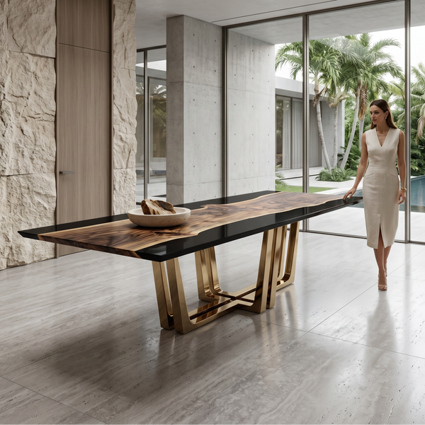Stheno Walnut Wood Dining Table