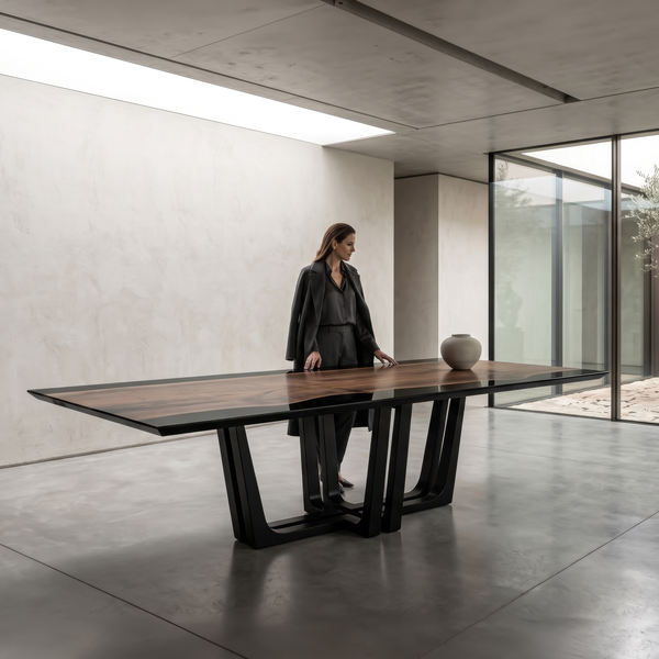 Black Stheno Walnut Wood Dining Table