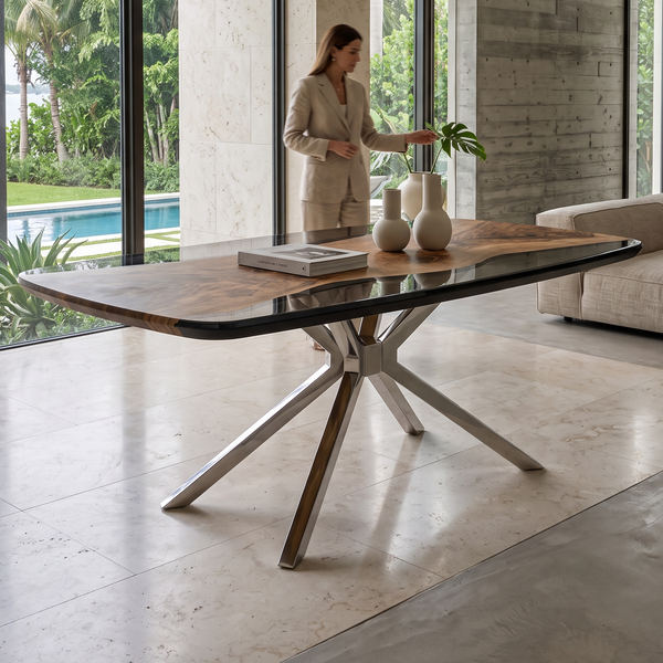 Timberwolf Alcantara Walnut Wood Dining Table