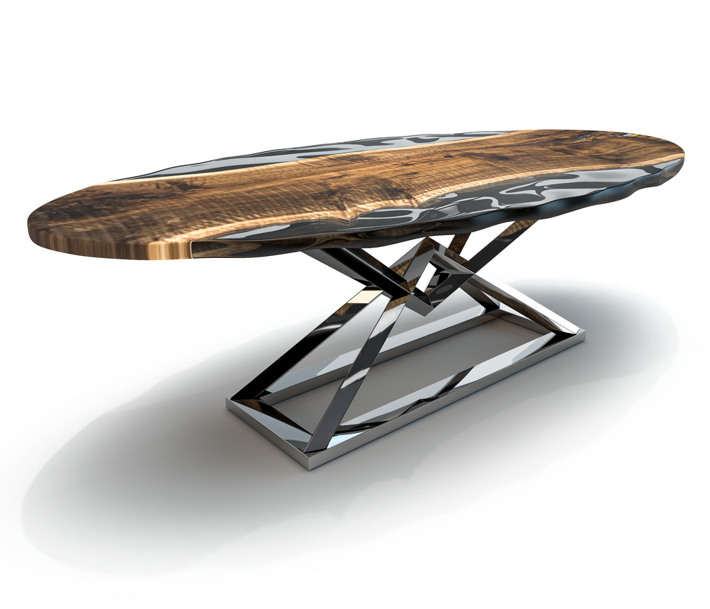 Abruzzo Walnut Wood Wavy Ellipse Dining Table - ARDITI COLLECTION®