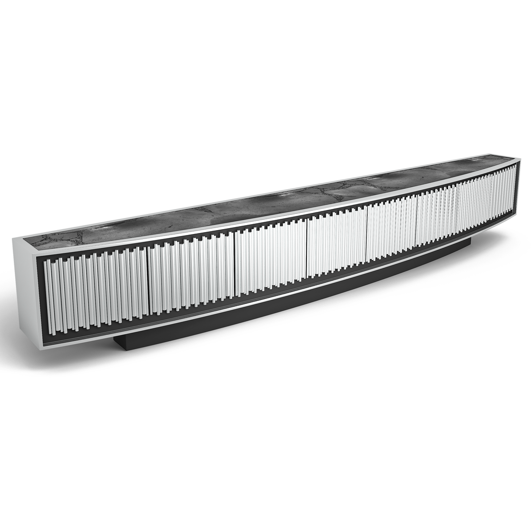 Chrome Agathon Long Cambered Credenza - ARDITI COLLECTION®