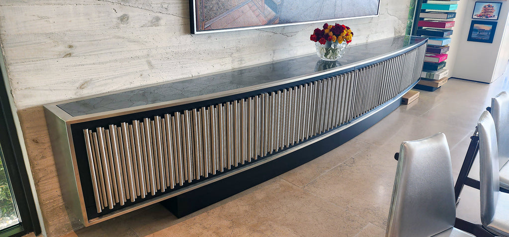 Chrome Agathon Long Cambered Credenza - ARDITI COLLECTION®