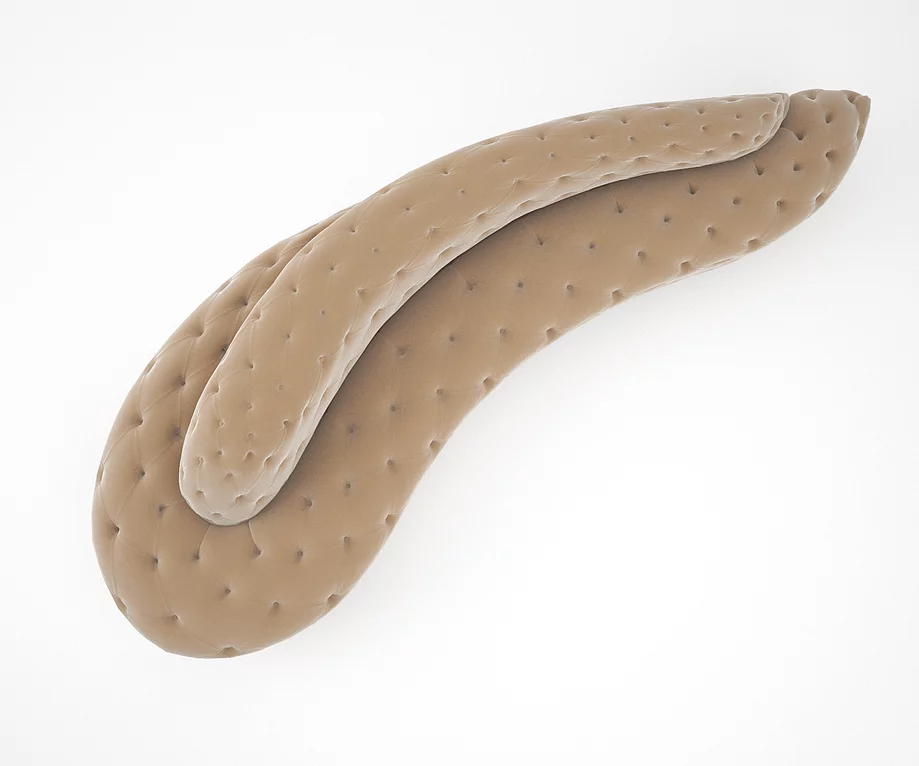 Allure Sofa cushion with textured tan irregular shape and layered design