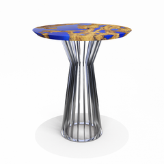 Amiata Olive Wood Pearl Blue Round Bistro Table