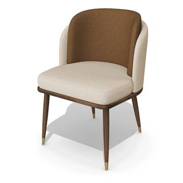 ariane walnut wood dining chair, walnut wood dining chair, fabric dining chair, beige dining chair, brown dining chair, polished brass dining chair, timeless dining chair, elegant dining chair, dining chair, home furniture