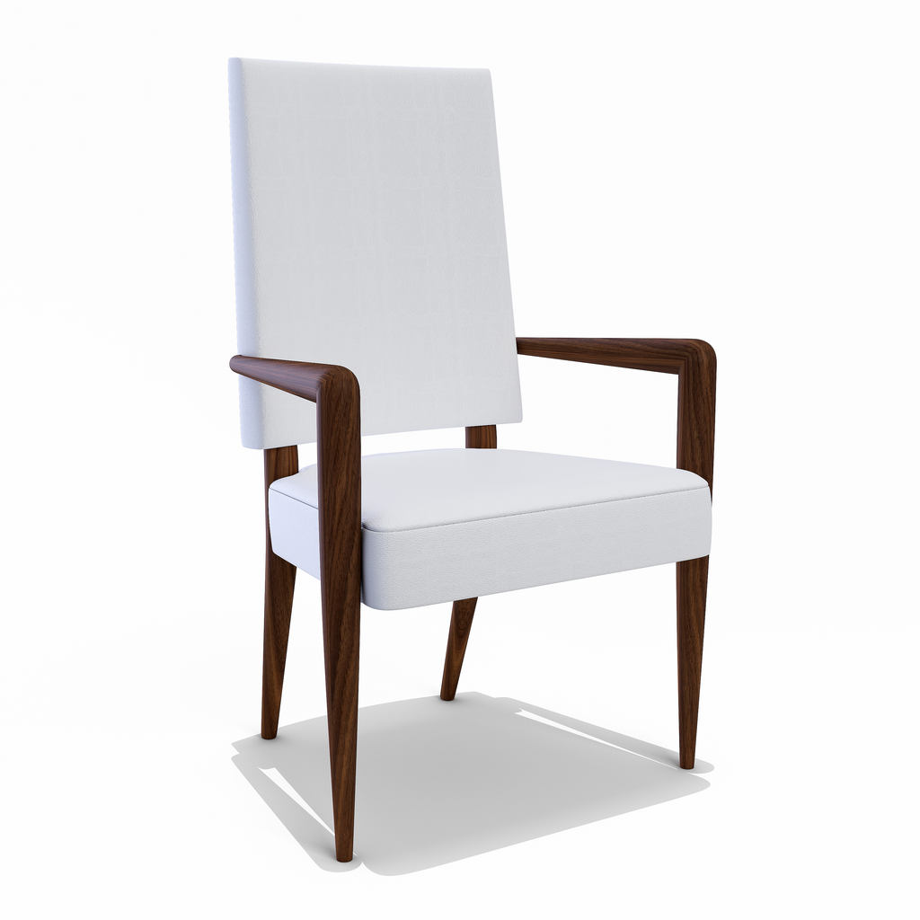 Athamas Walnut Wood White Dining Chair (High Back) - ARDITI