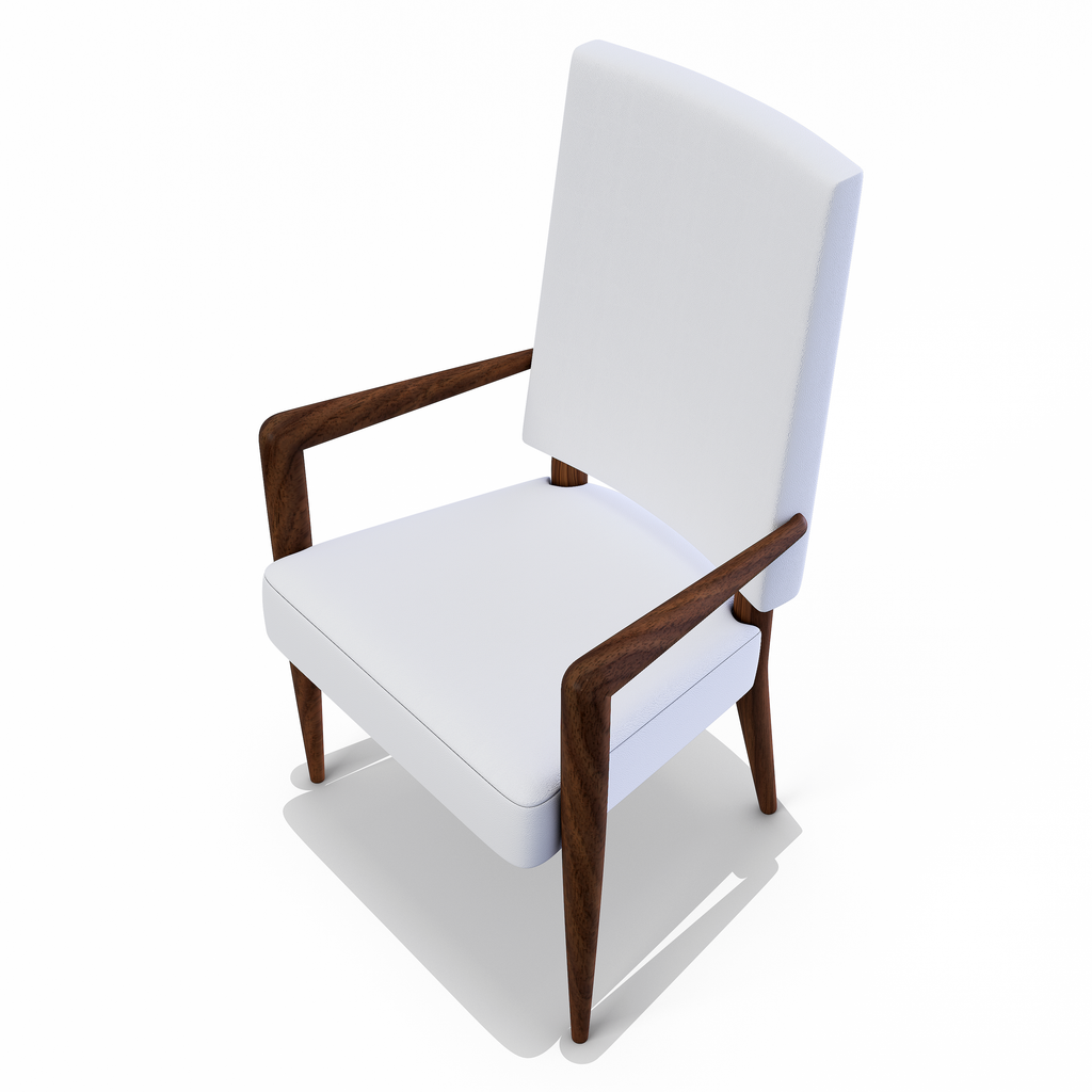 Athamas Walnut Wood White Dining Chair (High Back) - ARDITI