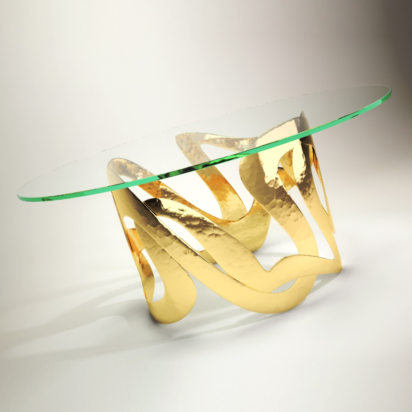 Modern gold and glass Bijoux Round Coffee Table showcasing elegant design and style