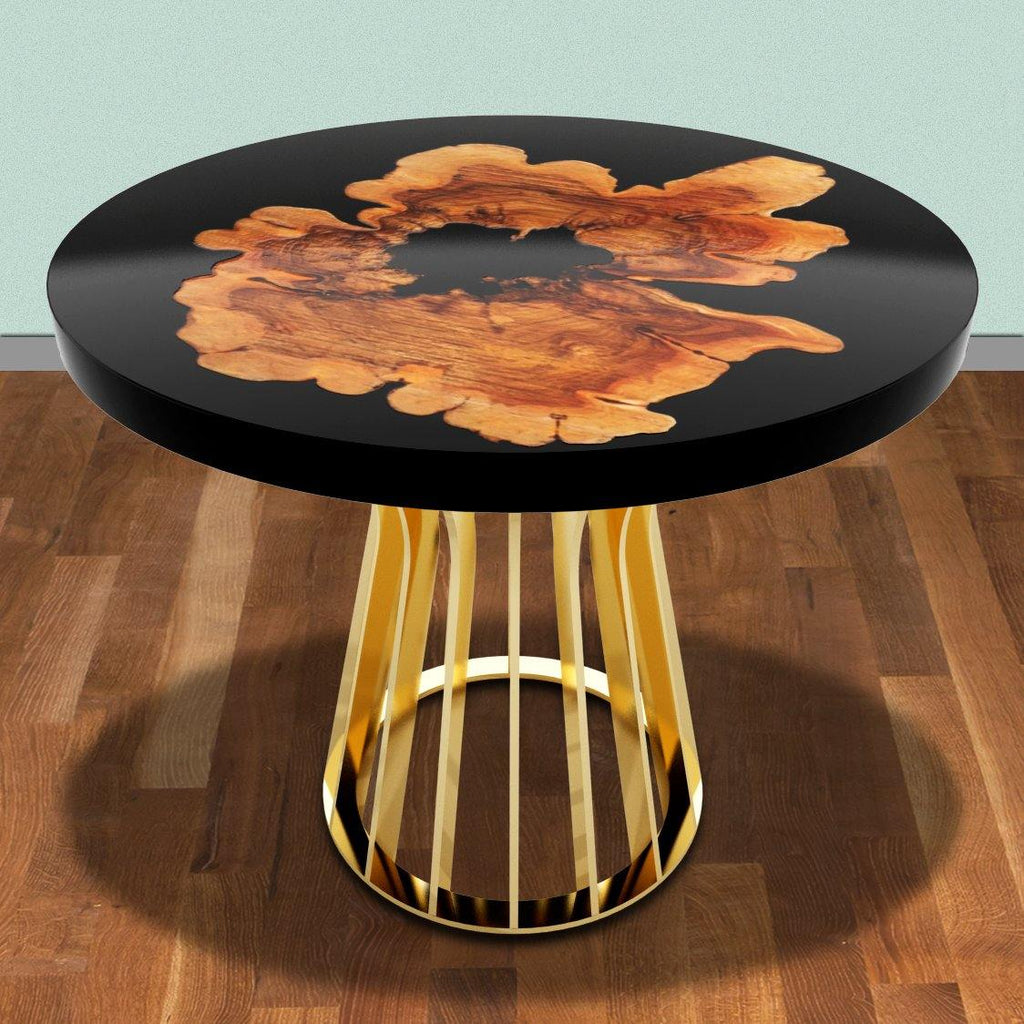 Black Amiata Olive Wood Round Dining Table - ARDITI COLLECTION®