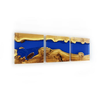 blue phaetusa silverberry wood wall art, modern wall art, contemporary wall art, cobalt blue resin wall art, silverberry wood wall art, eased edge wall art, cornered rectangular wall art, blue phaetusa, silverberry wood, resin, cobalt blue, eased edge, cornered rectangular