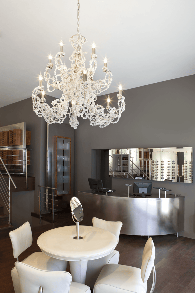 Ornate Coco Chandelier Conical with multi-bulb clear glass intricate chandelier conical design